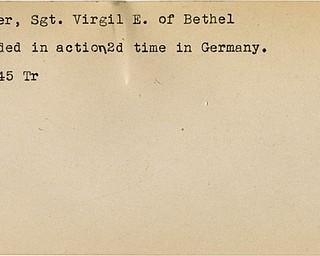 World War II, Vindicator, Virgil E. Deiger, Bethel, wounded, Germany, 1945, Trumbull