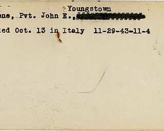 World War II, Vindicator, John E. Delbene, Pvt, Youngstown, wounded, Italy, 1943