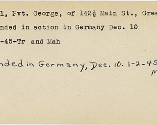 World War II, Vindicator, George Dell, Pvt, Greenville, wounded, Germany, 1945, Mahoning, Trumbull