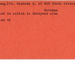 World War II, Vindicator, Raymond E. DeLong, Ravenna, killed, Europe, 1945, Trumbull