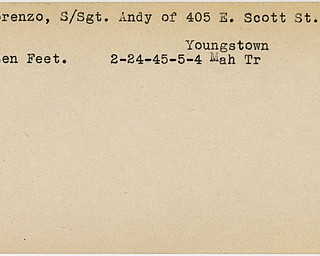 World War II, Vindicator, Andy DeLorenzo, Youngstown, frozen feet, 1945, Mahoning, Trumbull