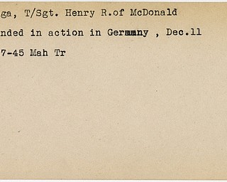 World War II, Vindicator, Henry R. DeLuga, McDonald, wounded, Germany, 1945, Mahoning, Trumbull