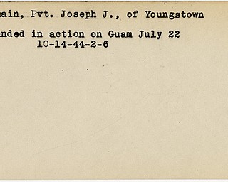 World War II, Vindicator, Joseph J. Demain, Youngstown, wounded, Guam, 1944