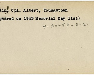 World War II, Vindicator, Albert DeMaine, Youngstown, 1943