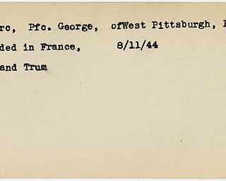 World War II, Vindicator, George DeMarc, Pittsburgh, wounded, France, 1944, Mahoning, Trumbull
