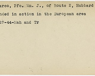 World War II, Vindicator, William J. DeMarco, Hubbard, wounded, Europe, 1944, Mahoning, Trumbull
