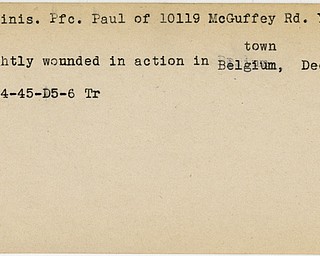 World War II, Vindicator, Paul DeMarinis, Youngstown, wounded, Belgium, 1945, Trumbull