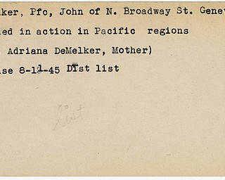 World War II, Vindicator, John DeMelker, Geneva, wounded, Pacific, Adriana DeMelker, 1945