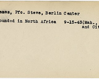 World War II, Vindicator, Steve Demes, Berlin Center, wounded, Africa, 1943, Mahoning, Trumbull