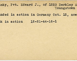 World War II, Vindicator, Edward J. Demsky, Youngstown, wounded, Germany, 1944