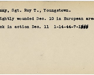 World War II, Vindicator, Roy T. Denny, Youngstown, wounded, Europe, 1944