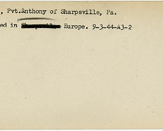 World War II, Vindicator, Anthony DeNoi, Sharpsville, wounded, Europe, 1944