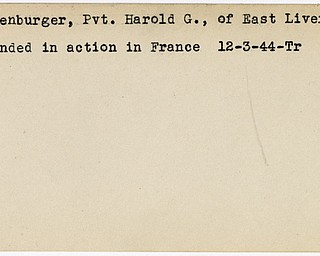 World War II, Vindicator, Harold G. Derenburger, East Liverpool, wounded, France, 1944, Trumbull