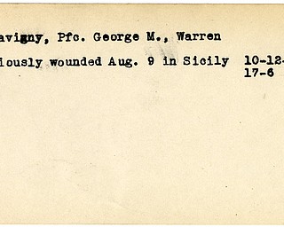 World War II, Vindicator, George M. DeSavigny, Warren, wounded, Sicily, 1943