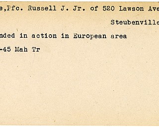 World War II, Vindicator, Russell J. DeVore Jr., Steubenville, wounded, Europe, 1945, Mahoning, Trumbull