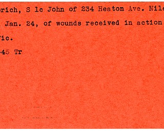 World War II, Vindicator, John Devorich, Niles, killed, South Pacific, 1945, Trumbull