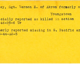 World War II, Vindicator, Vernon E. Dewey, Akron, Youngstown, killed, 1946, missing, South Pacific, 1944, Trumbull
