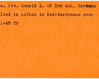 World War II, Vindicator, Donald A. Dibble, Ravenna, killed, Mediterranean, 1945, Trumbull