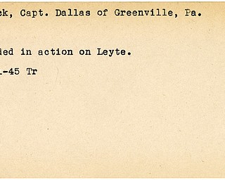 World War II, Vindicator, Dallas Dick, Greenville, PA., wounded, Leyte, 1945, Trumbull