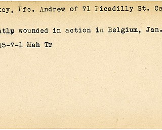 World War II, Vindicator, Andrew Dickey, Campbell, wounded, Belgium, 1945, Mahoning, Trumbull