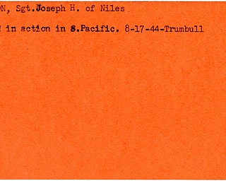 World War II, Vindicator, Joseph H. Dickson, Niles, killed, South Pacific, 1944, Trumbull