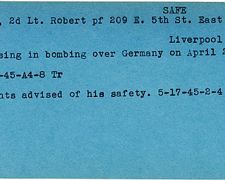 World War II, Vindicator, Robert Dietz, East Liverpool, missing, Germany, 1945, safe, Mahoning, Trumbull