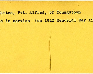 World War II, Vindicator, Alfred DiMatteo, Youngstown, killed, 1943