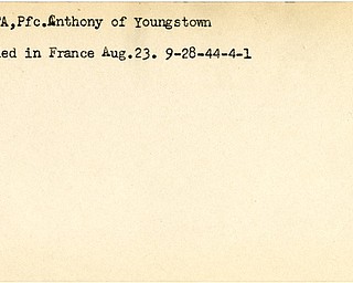 World War II, Vindicator, Anthony Ditata, Youngstown, wounded, France, 1944