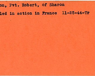 World War II, Vindicator, Robert Dixon, Sharon, killed, France, 1944, Trumbull