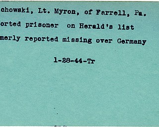 World War II, Vindicator, Myron Dmochowski, Farrell, Pennsylvania, prisoner, missing, Germany, 1944, Trumbull