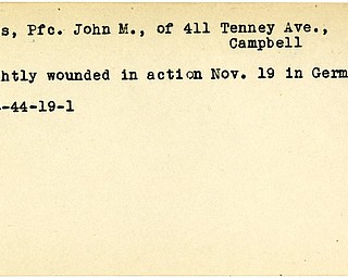 World War II, Vindicator, John M. Dobos, Campbell, wounded, Germany, 1944