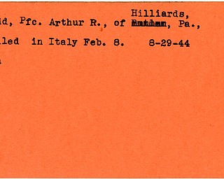 World War II, Vindicator, Arthur R. Dodd, Hilliards, Pennsylvania, killed, Italy, 1944, Mahoning