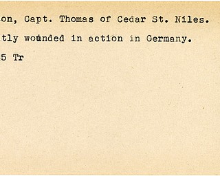 World War II, Vindicator, Thomas Dodson, Niles, wounded, Germany, 1945, Trumbull