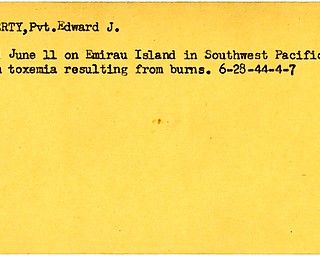 World War II, Vindicator, Edward J. Doherty, killed, Emirau Island, Southwest Pacific, toxemia, burns, wounded, 1944