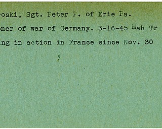 World War II, Vindicator, Peter P. Dombroski, Erie, prisoner, Germany, 1945, Mahoning, Trumbull, missing, France