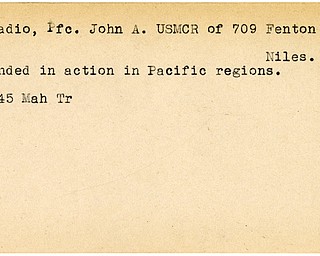 World War II, Vindicator, John A. Donadio, Niles, wounded, Pacific, 1945, Mahoning, Trumbull, USMCR