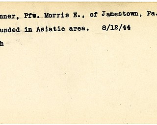 World War II, Vindicator, Morris E. Donner, Jamestown, wounded, Asiatic, 1944, Mahoning