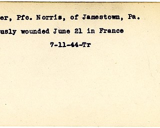 World War II, Vindicator, Norris Donner, Jamestown, wounded, France, 1944, Trumbull
