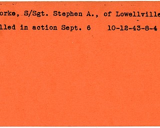 World War II, Vindicator, Stephen A. Dorko, Lowellville, killed, 1943