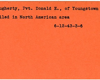 World War II, Vindicator, Donald E. Dougherty, Youngstown, killed, North America, 1943