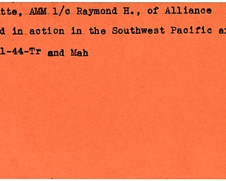 World War II, Vindicator, Raymond H. Doulette, Alliance, killed, Pacific, 1944, Trumbull, Mahoning