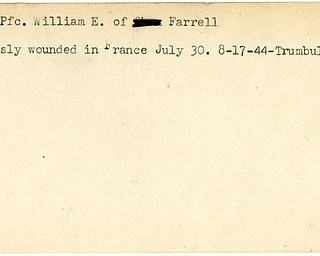 World War II, Vindicator, William E. Doyle, Farrell, wounded, France, 1944, Trumbull