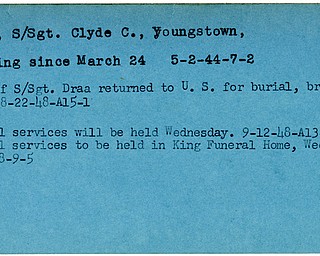 World War II, Vindicator, Clyde C. Draa, Youngstown, missing, 1944, 1948