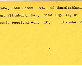 World War II, Vindicator, John Scott Drake, Pittsburgh, wounded, killed, 1944