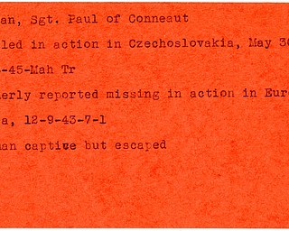 World War II, Vindicator, Paul Drippan, Conneaut, killed, Czechoslovakia, 1945, Mahoning, Trumbull, missing, Europe, 1943