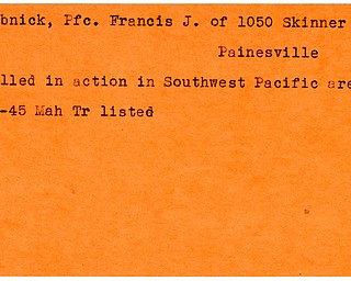World War II, Vindicator, Francis J. Drobnick, Painesville, killed, Pacific, 1945, Mahoning, Trumbull