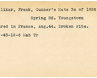 World War II, Vindicator, Frank Dublikar, Gunners Mate, Youngstown, wounded, France, 1945, Mahoning, Trumbull