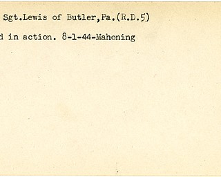 World War II, Vindicator, Lewis Dugan, Butler, Pennsylvania, wounded, 1944, Mahoning