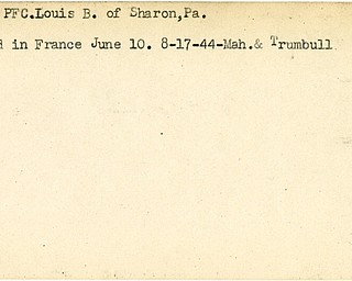 World War II, Vindicator, Louis B. Dunch, Sharon, Pennsylvania, wounded, France, 1944, Mahoning, Trumbull