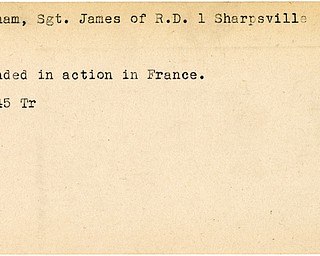 World War II, Vindicator, James Dunham, Sharpsville, wounded, France, 1945, Trumbull